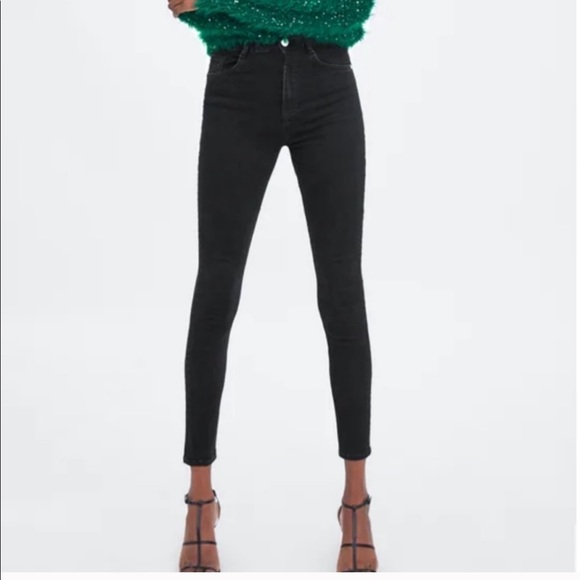 Zara Trafaluc Denim Collection Black Skinny Denim Jeans Women's Size 8 Preowned